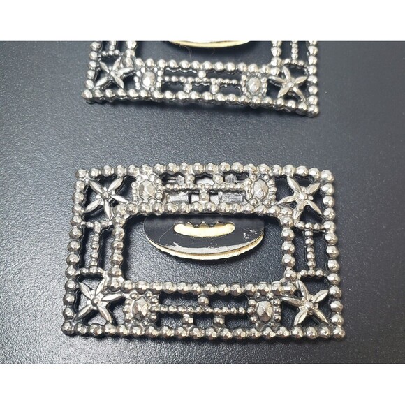 Vintage Antique1920’s ART DECO Metal Marcasite Design SHOE CLIPS signed TIP TOE - Picture 14 of 15